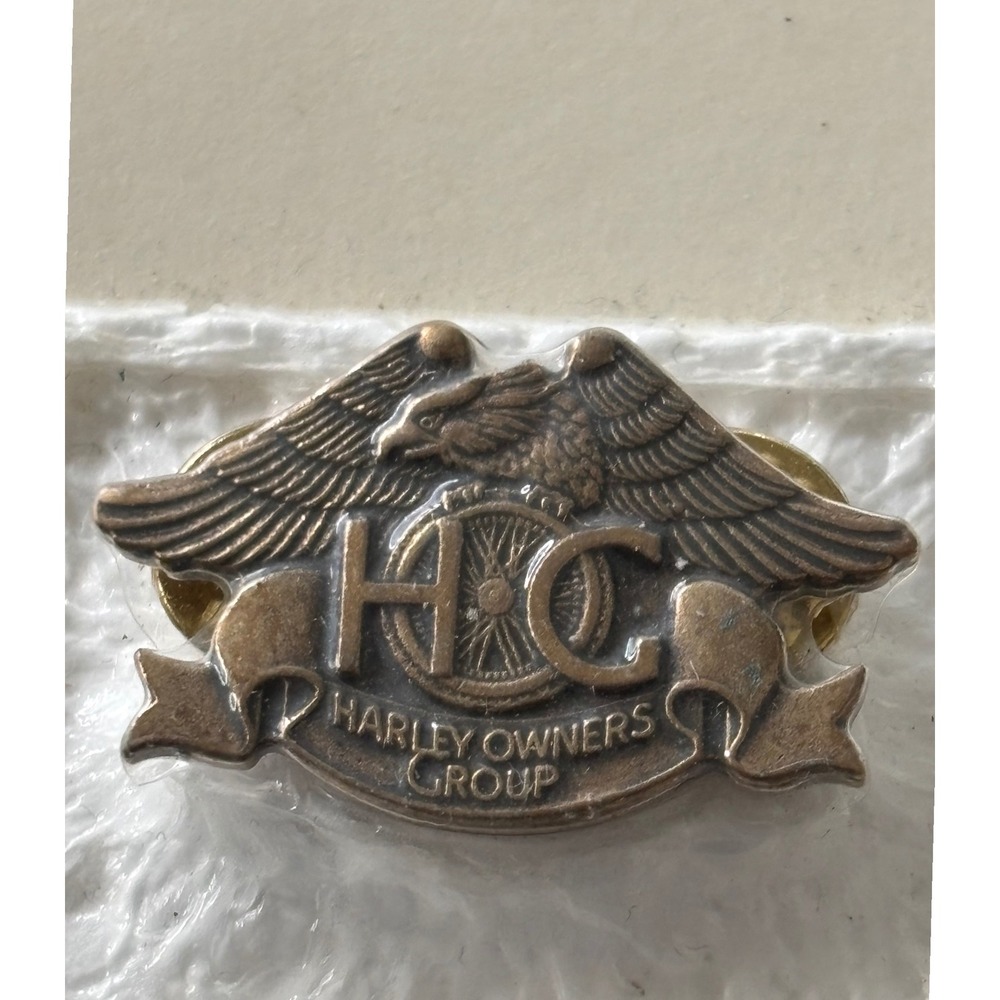 Harley Davidson HOG Harley Owners Group Eagle Wing Lapel Pin Bronze Tone Metal